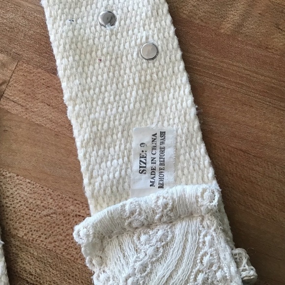 Boho Vintage Lace  2” Shabby Chic Belt With Crystal Stones Grommet Hole Size 9